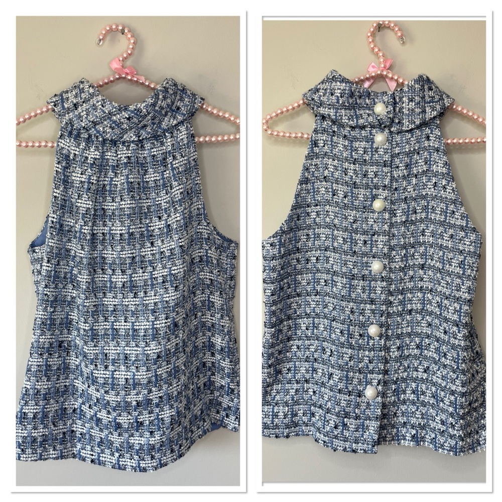 Sail To Sable Sleeveless Tweed Top Size Small